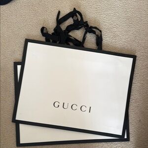 Gucci White and Black Shopping Bags
